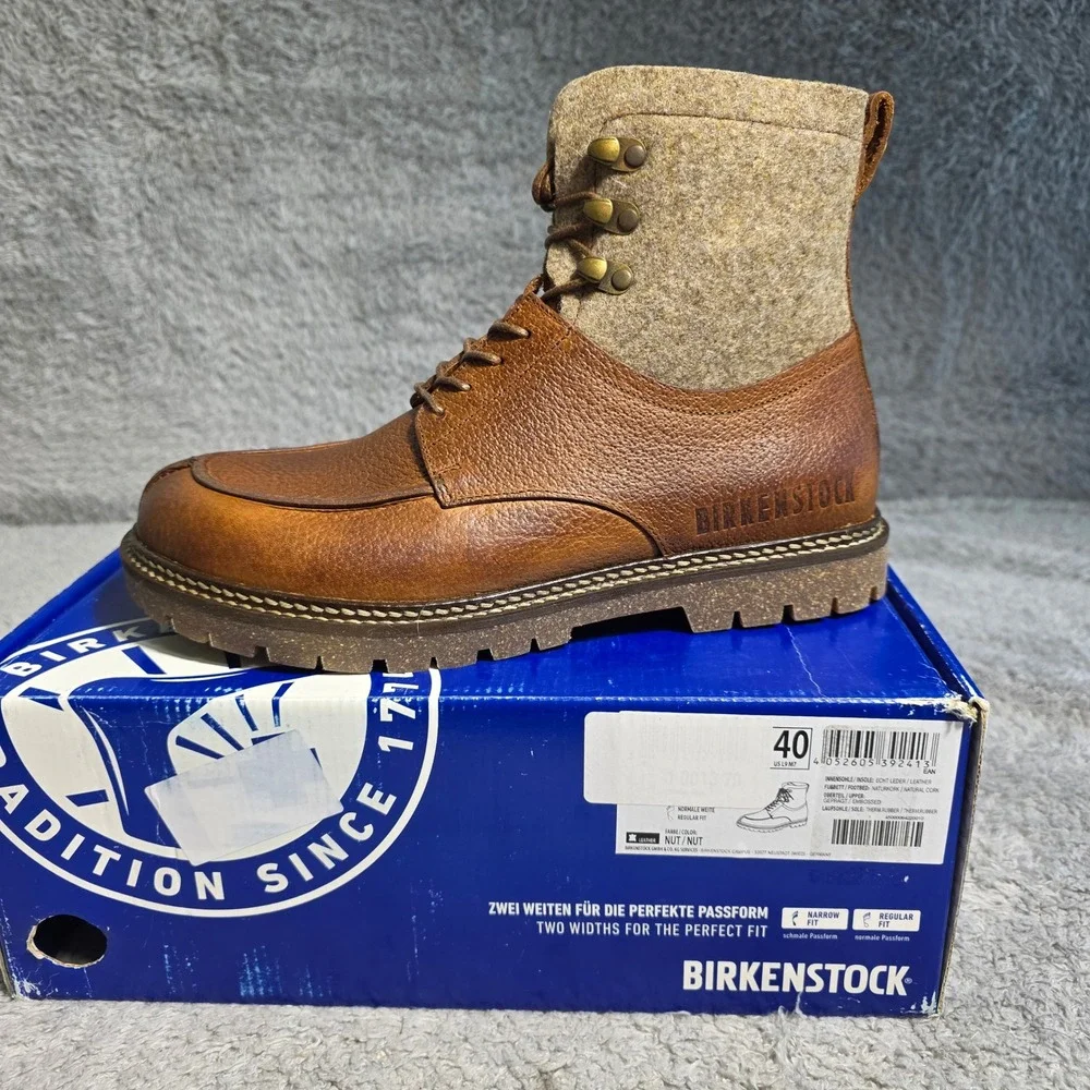 Birkenstock Mens Timmins Leather Wool High Boots Shearling Lined 40 US L9 M7 NIB